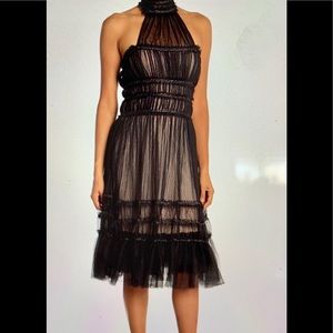 NWT Max Studio Halter Neck Tiered Mesh MIDI Dress